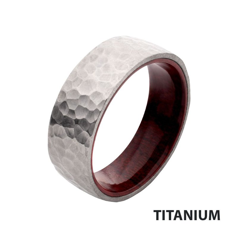 INOX Jewelry Titanium & Redwood Matte Finish Hammered