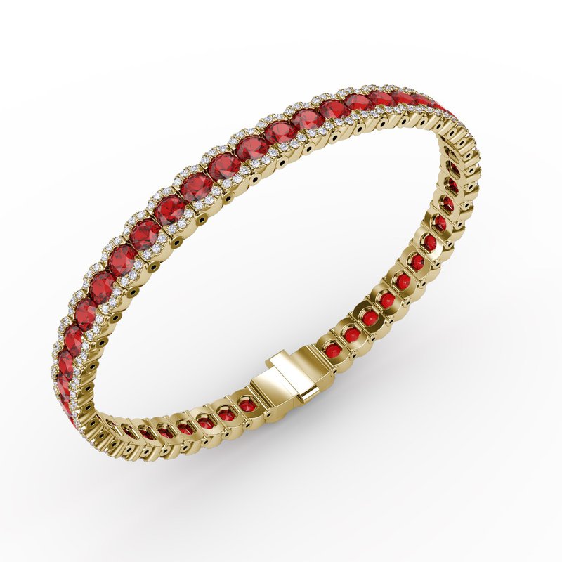 【美品】 Floatia Designs Ruby (FETD-05) Fana Brilliant in Red Ruby and Diamond Bracelet B1550R