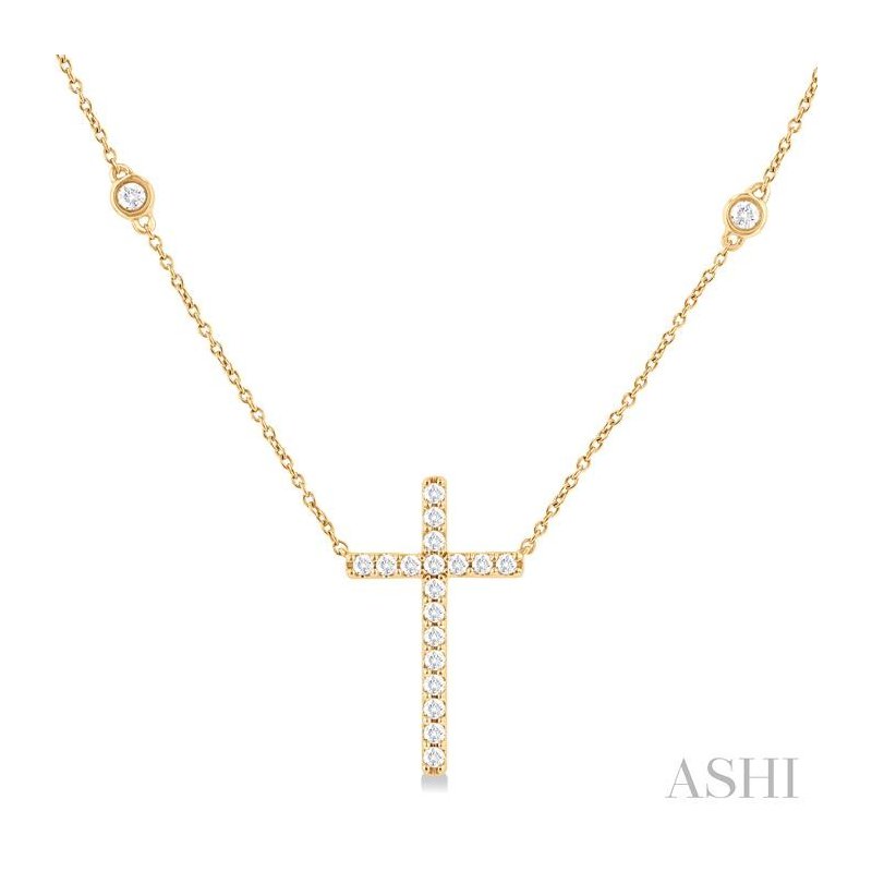 ASHI Cross Diamond Station Necklace 990DHMETGNKYG - Michael ASHI Cross Diamond Station Necklace 990DHMETGNKYG - Michael