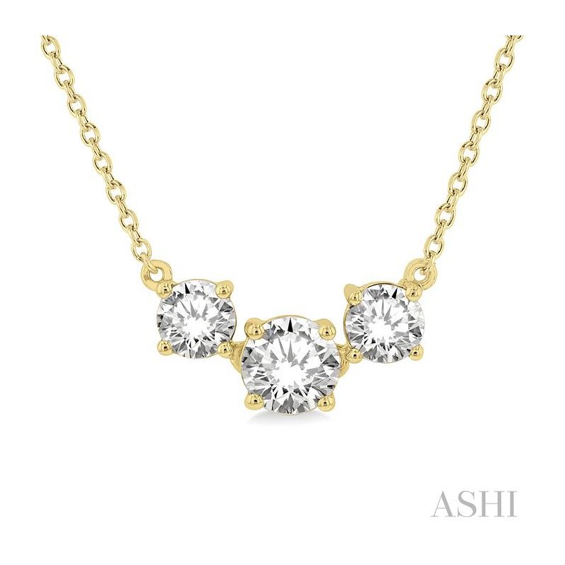 ASHI Round Shape Past Present & Future Diamond Necklace