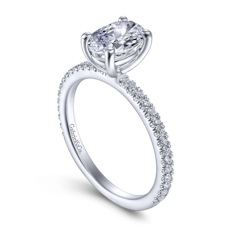 Gabriel Bridal 14K White Gold Oval Diamond Engagement Ring - Main Image