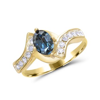 Two-Tone Blue Crystal Adjustable Ring JJR20179CR