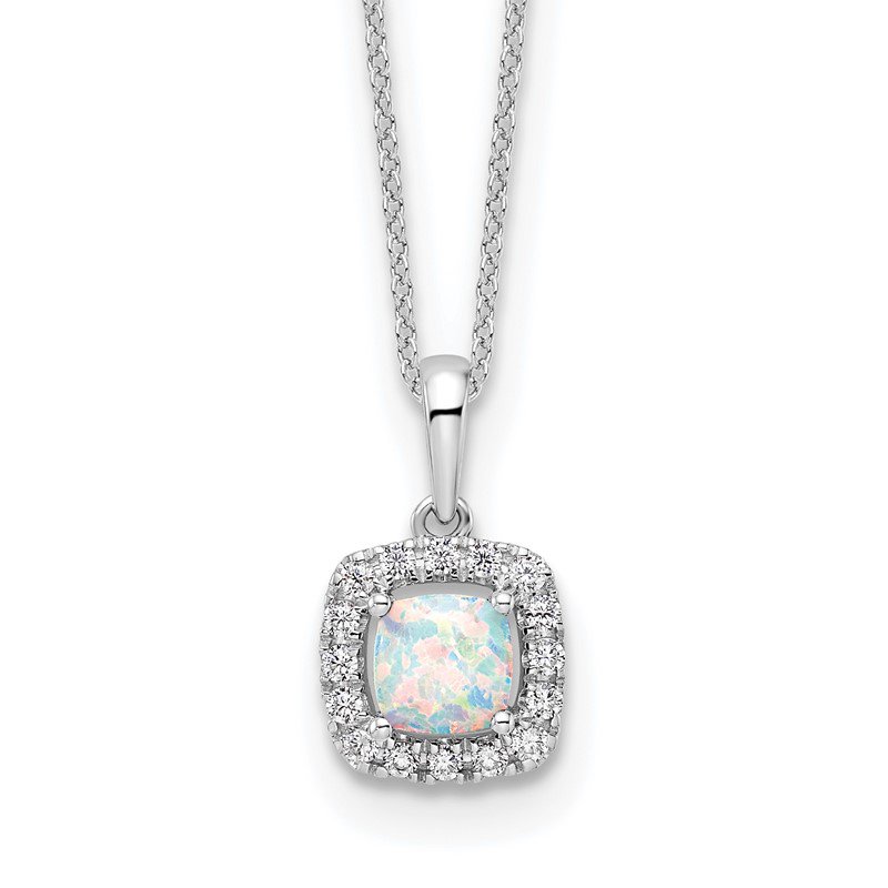 Brand New Diamond-Accented Opal Pendant in 10K White Gold $308 2024 - 100% Authentic