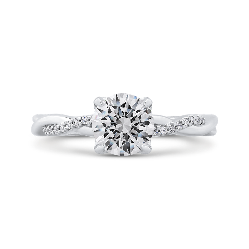 Carizza 14K White Gold Round Diamond Engagement Ring with Criss