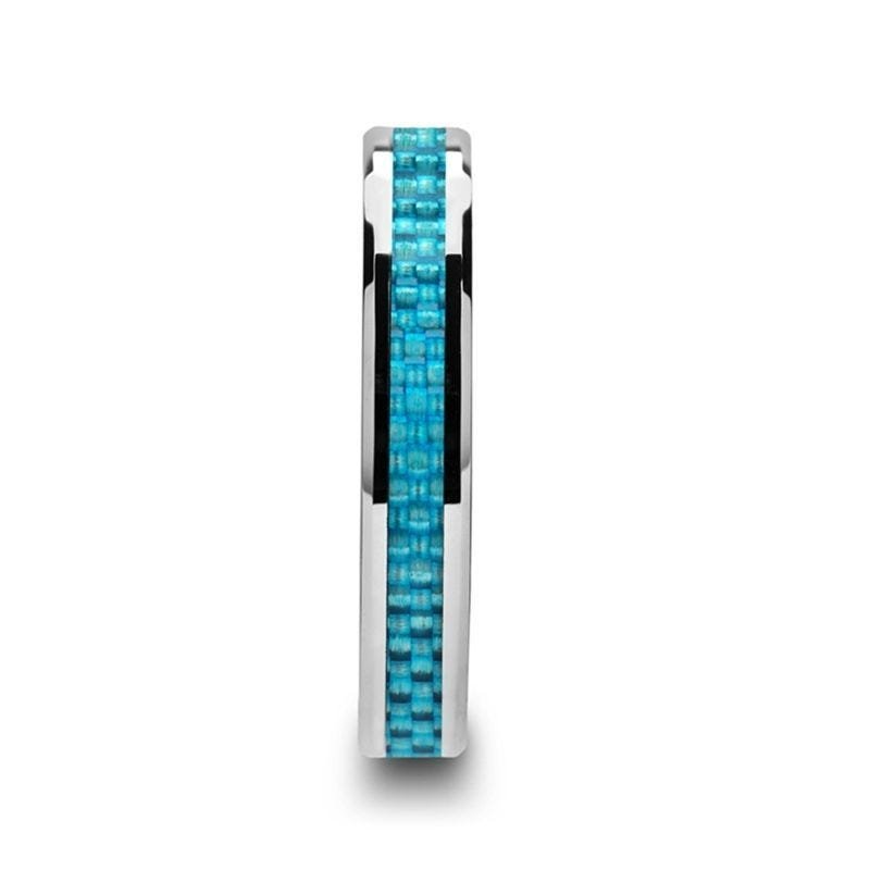 Thorsten AUGUSTUS Blue Carbon Fiber Inlay Tungsten Carbide Band - 4mm - 10mm Thorsten AUGUSTUS Blue Carbon Fiber Inlay Tungsten Carbide Band - 4mm - 10mm