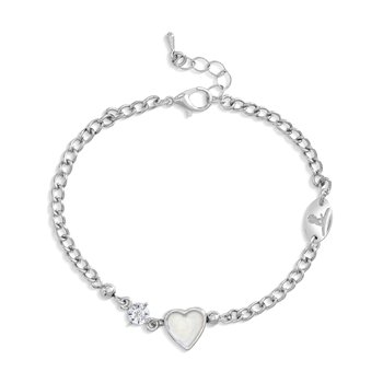 Rhodium Heart Bracelet With Child Logo Z124-LN4794