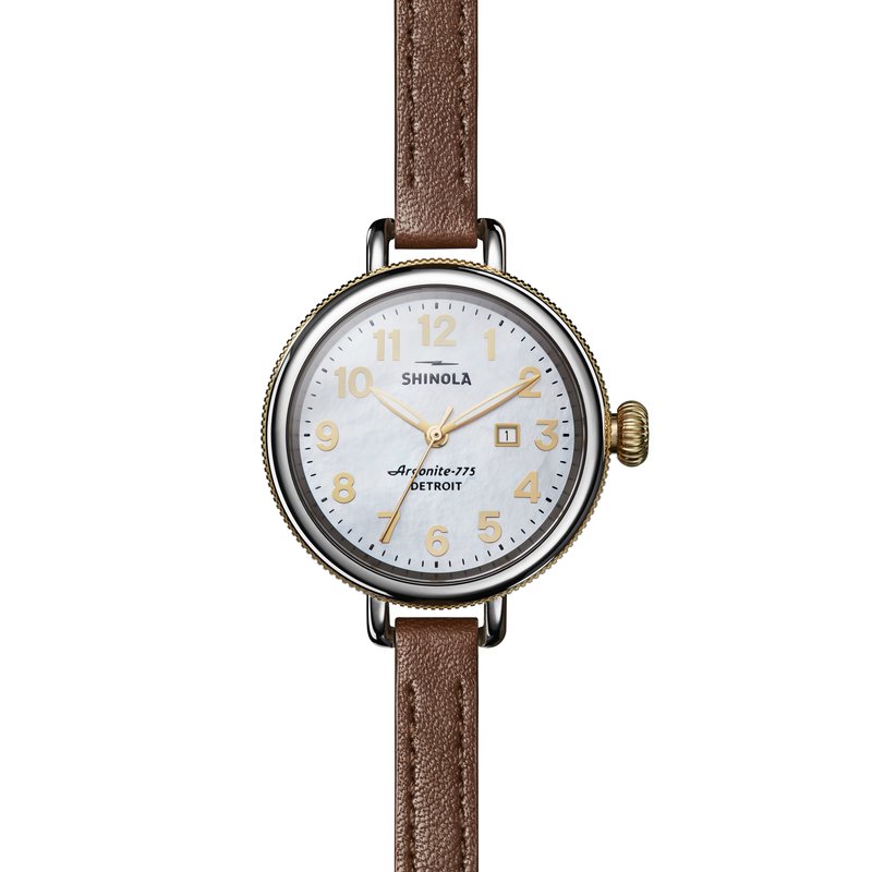 Shinola Birdy 3HD 34mm, MOP Whiskey Leather Strap S0120194479