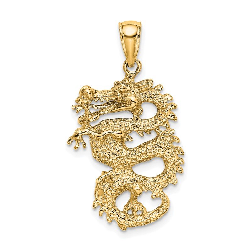 14k Solid 3 D Dragon Pendant