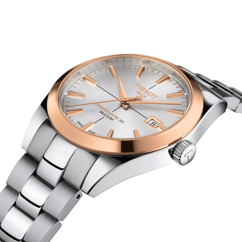 Tissot Gentleman Gold bezel 40mm T9274074103100 - Yelton Fine Jewelers