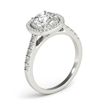 Double Halo Cushion Engagement Ring