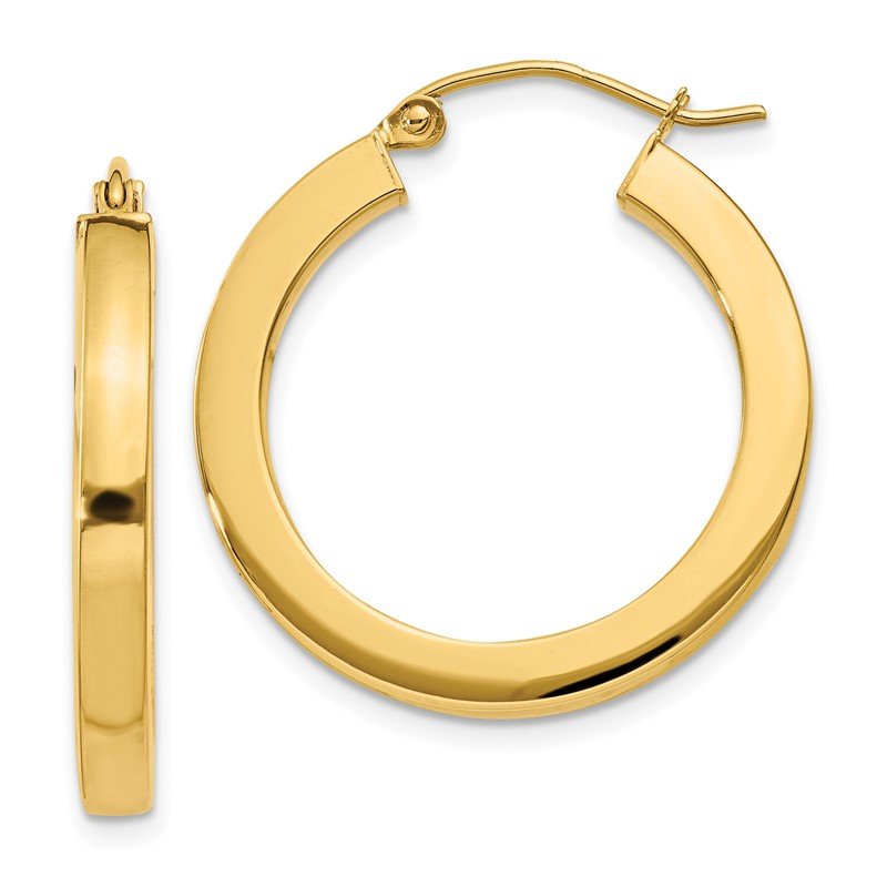 Quality Gold 14k 3mm Polished Square Hoop Earrings TE537