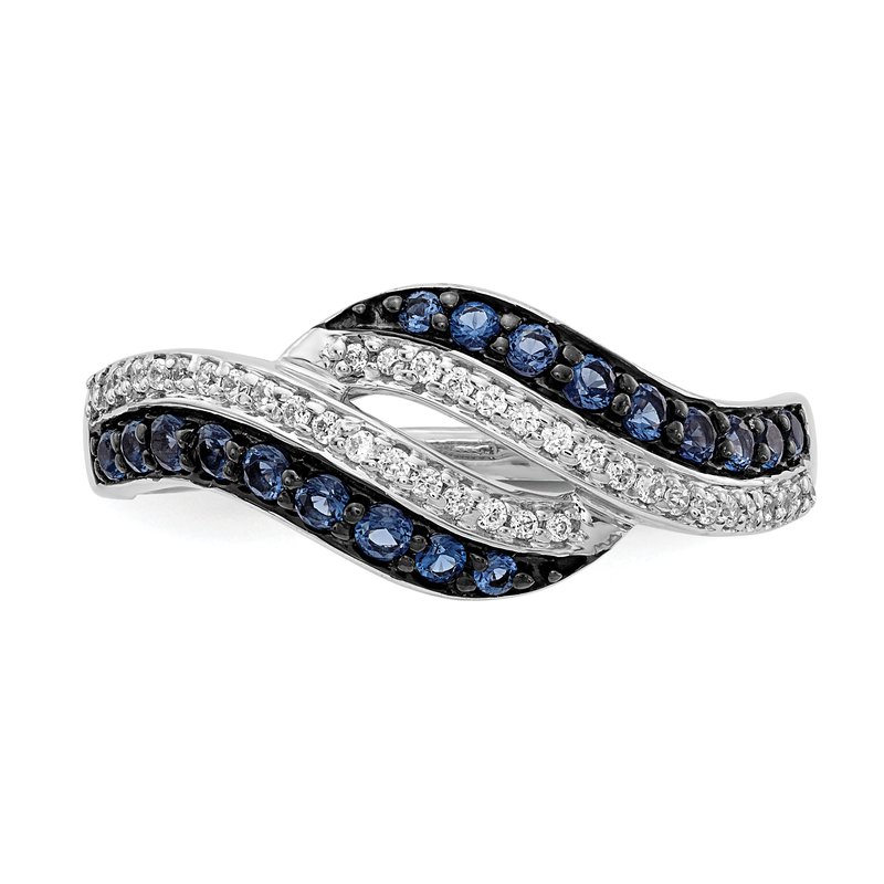 14k White Gold Blue and White Diamond Swirl Ring 14k White Gold Blue and White Diamond Swirl Ring