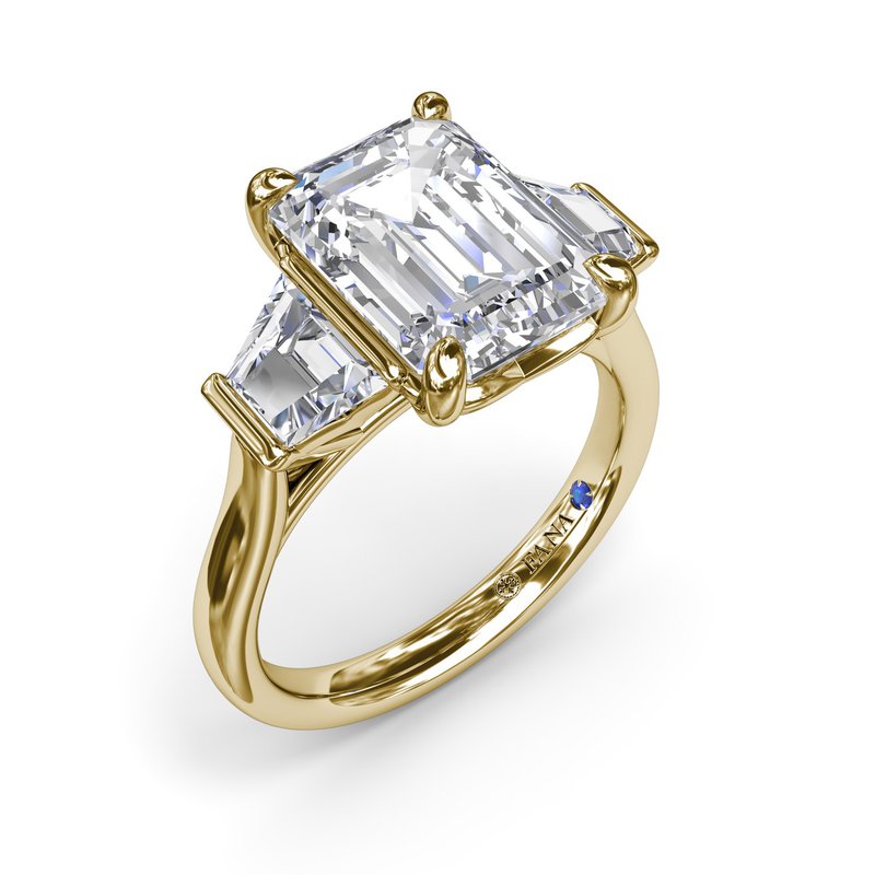 アクセサリー user_b91a1c27 Three Stone Trapezoid Diamond Engagement Ring S4279 - Fana