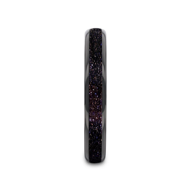 Thorsten ASTRUM Black Tungsten with Crushed Blue and Purple Goldstone Inlay 4mm Ring Thorsten ASTRUM Black Tungsten with Crushed Blue and Purple Goldstone Inlay 4mm Ring