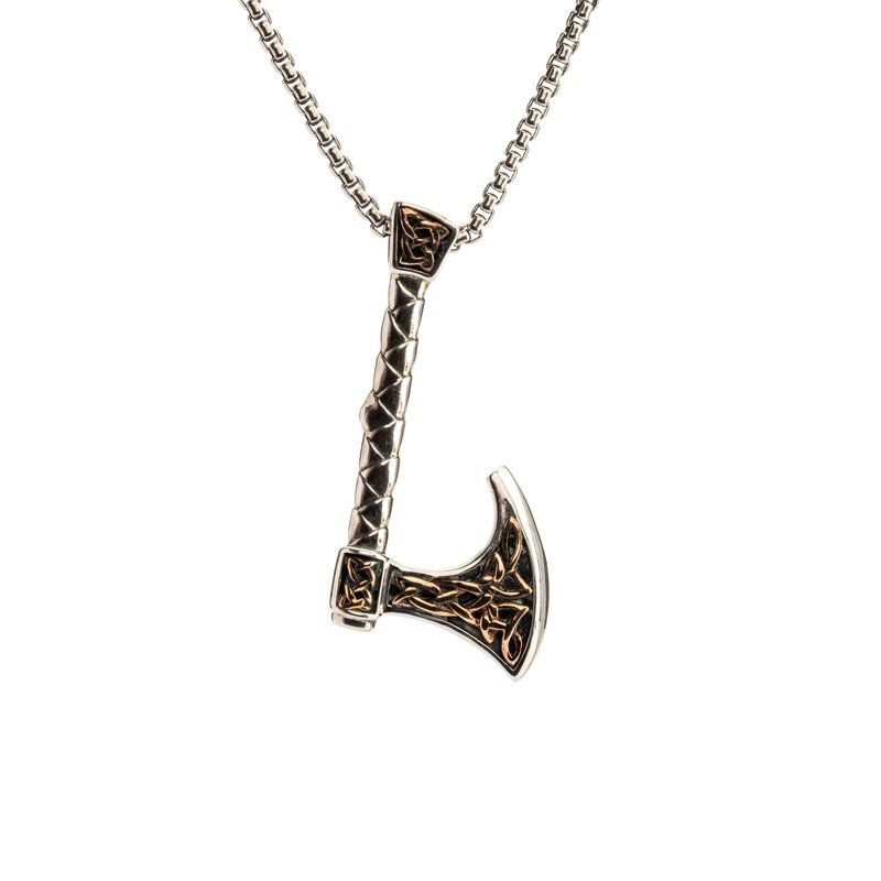 Keith Jack CAD S/sil Oxidized + Bronze Viking Warrior Axe Pendant