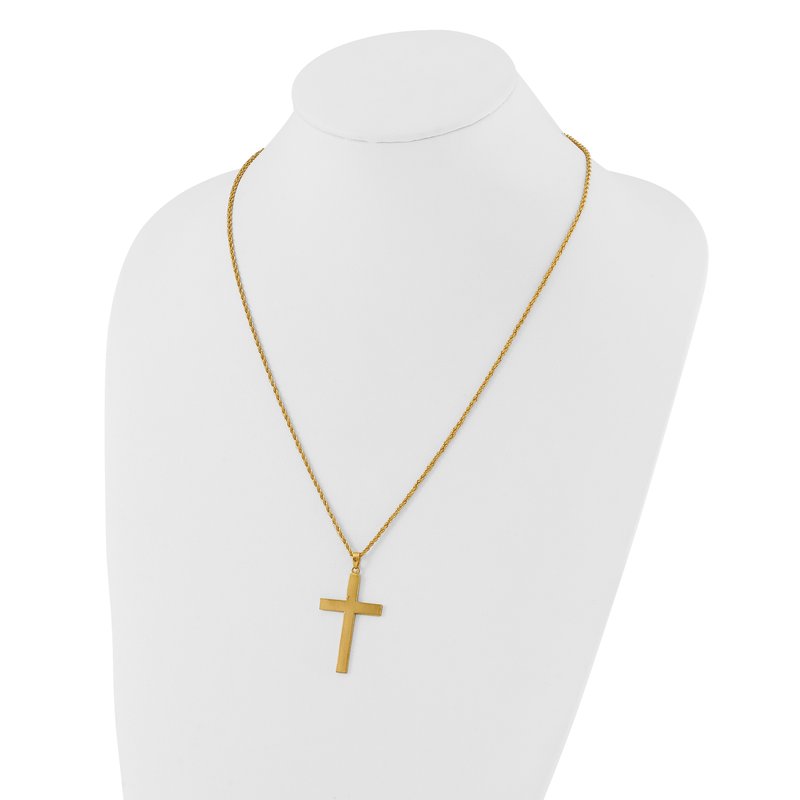 Italian Collection 24K Polished Solid Latin Cross 22 Inch Necklace