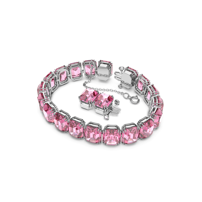 Swarovski Millenia bracelet, Octagon cut, Pink, Rhodium