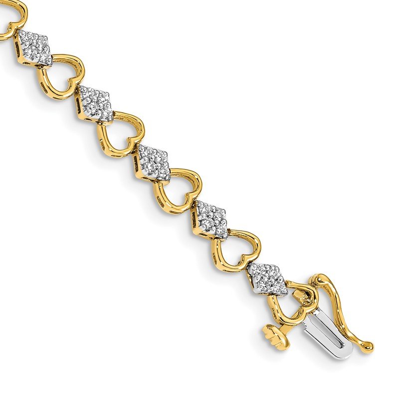 14k store Solid Yellow Gold Heart Link Bracelet 7