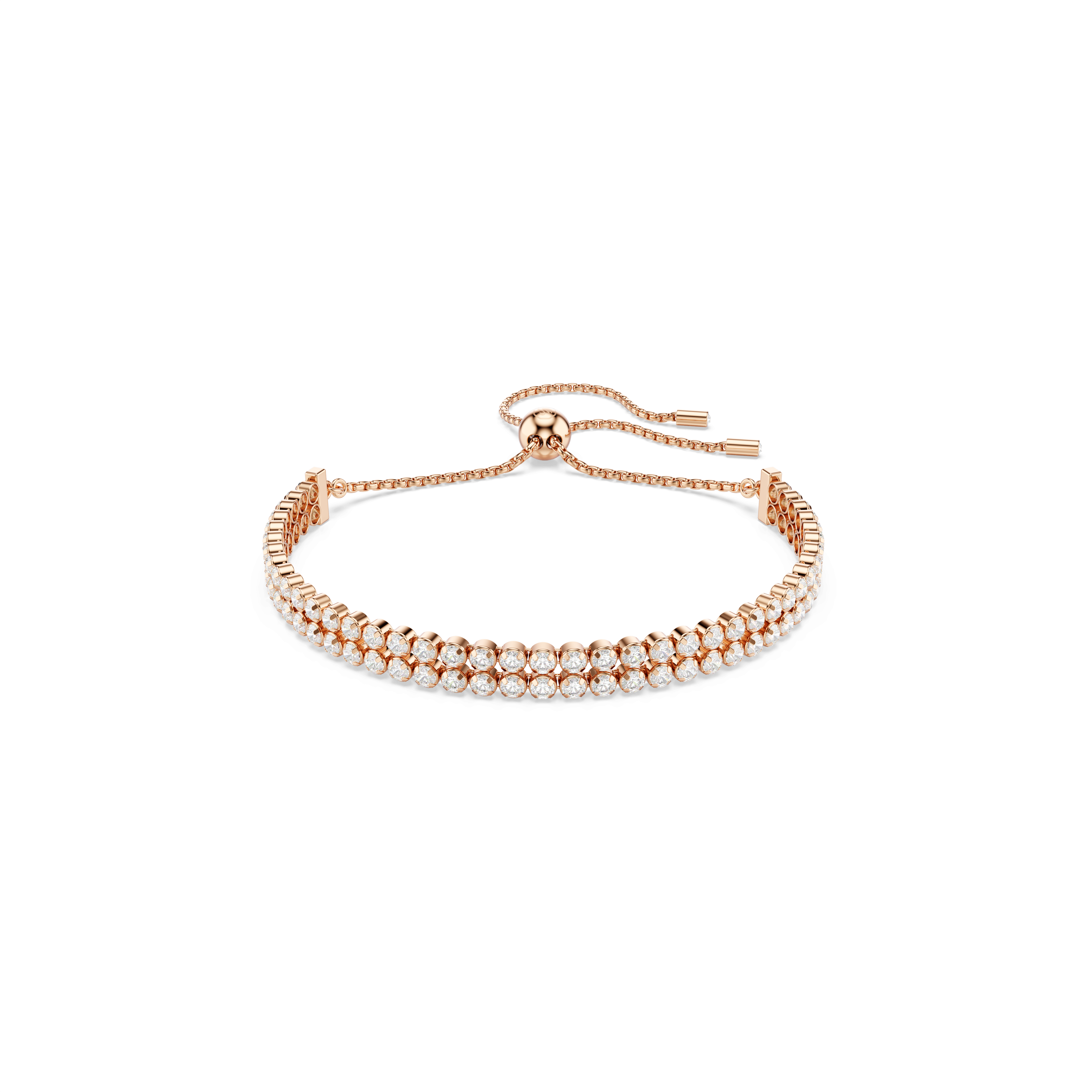Swarovski Matrix Tennis bracelet, Round cut, White, 18K rose gold