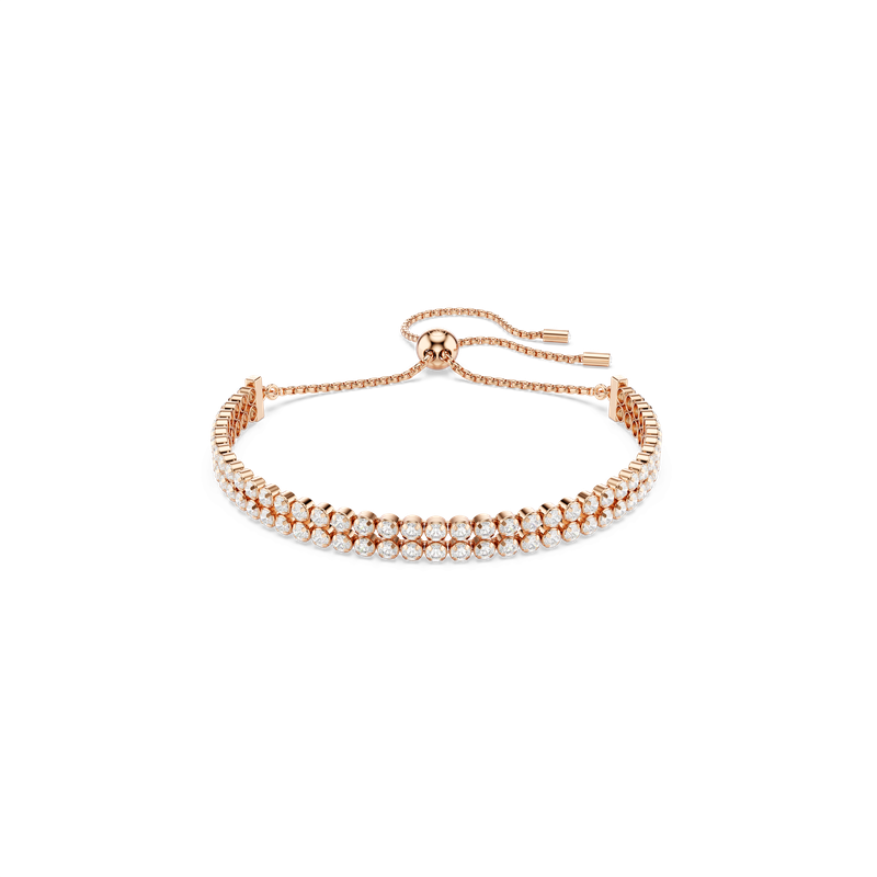 Swarovski Matrix Tennis bracelet, Round cut, White, 18K rose gold