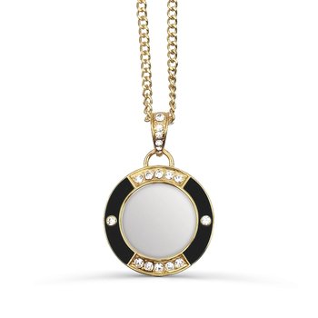 Black Enamel and Rhinestones Magnifier Pendant J452-JJP50534BL