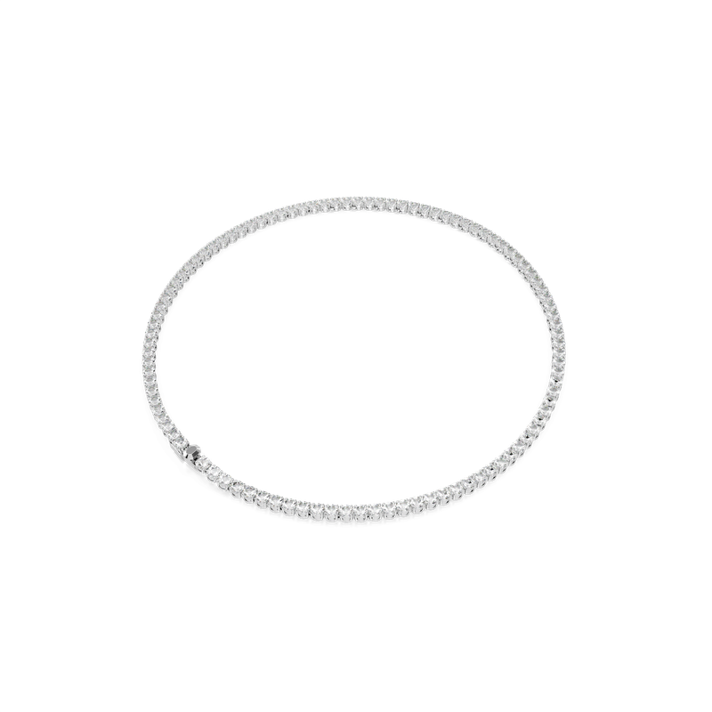 Swarovski Matrix Tennis necklace, Round cut, White, Rhodium plated