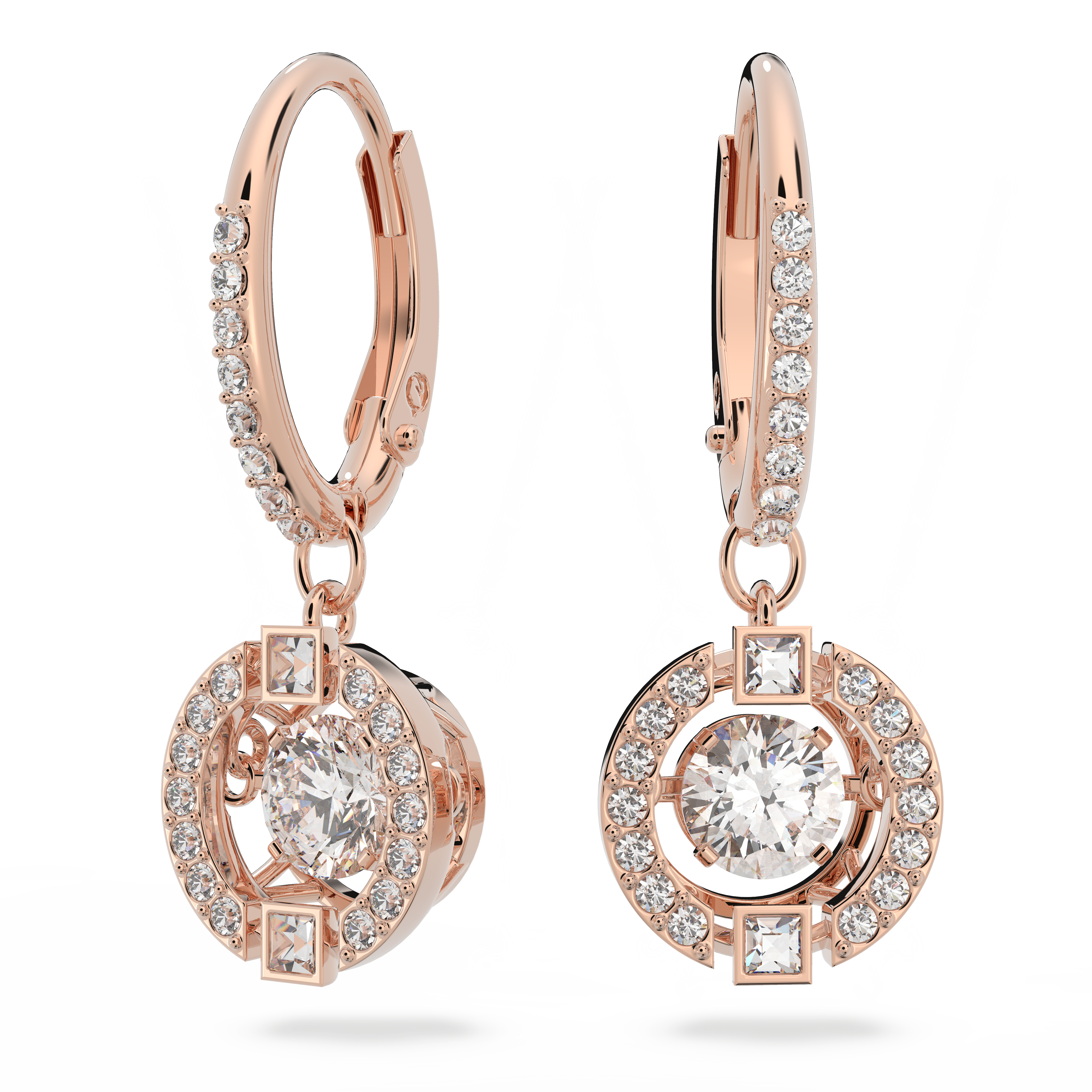 Swarovski Sparkling Dance drop earrings, Round cut, White, Rose 