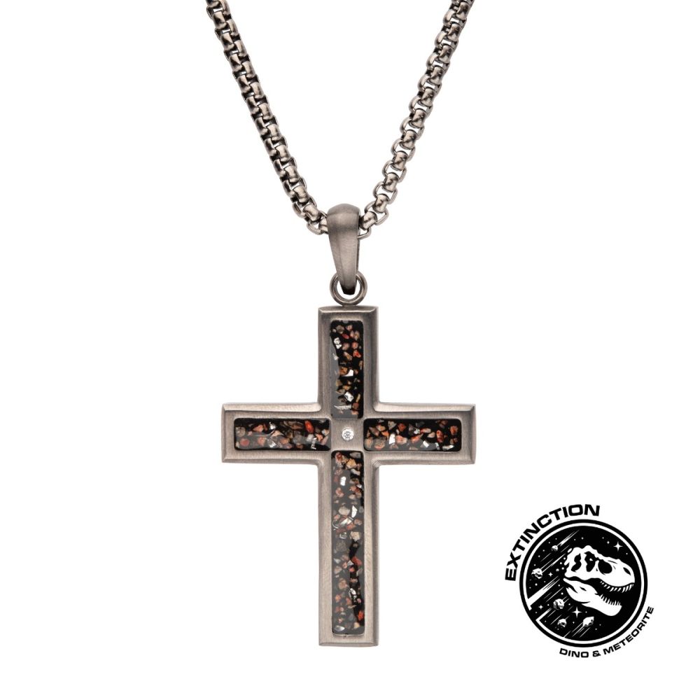 INOX Jewelry Gun Metal IP Steel Matte Finish Black Dinosaur Bone
