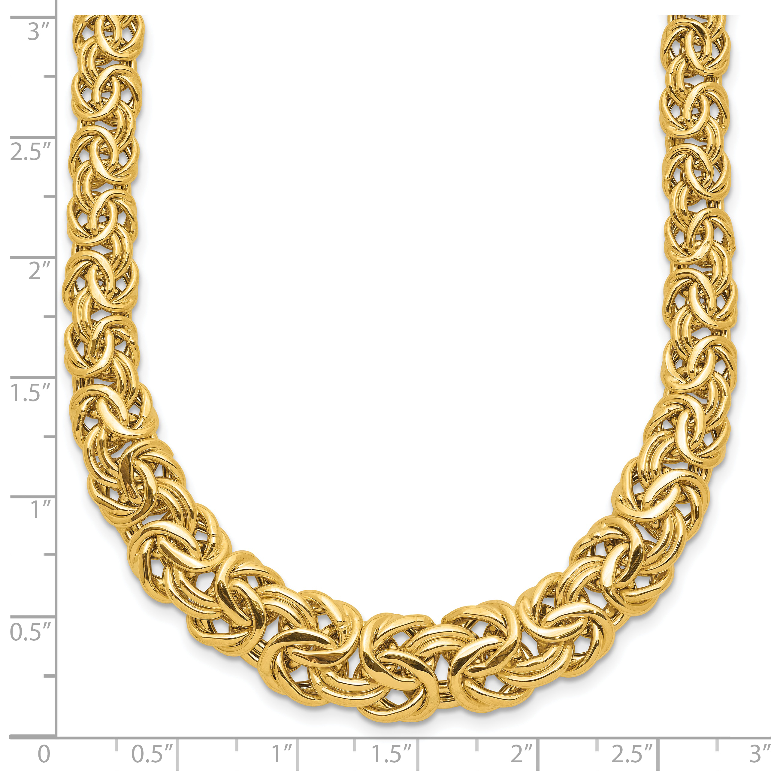 Quality Gold 14k Fancy Graduated 7-12mm Flat Byzantine 17.5 inch