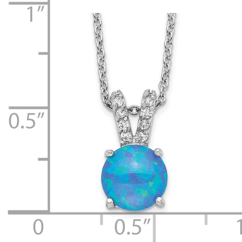 Cheryl M Sterling Silver Cubic Zirconia and White Opal Necklace