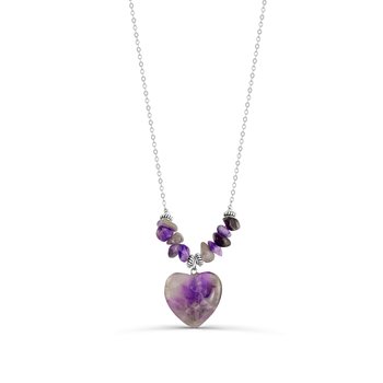 Heart Purple Quartz Gemstone Necklace JJP52810