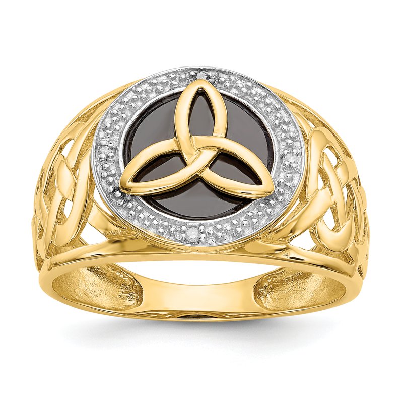 14k Gold and Rhodium Onyx Diamond Trinity Ring 14k Gold and Rhodium Onyx Diamond Trinity Ring