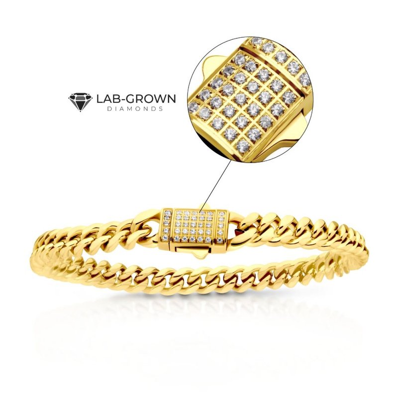 INOX Jewelry 6mm 18Kt Gold IP Miami Cuban Chain Bracelet with CNC