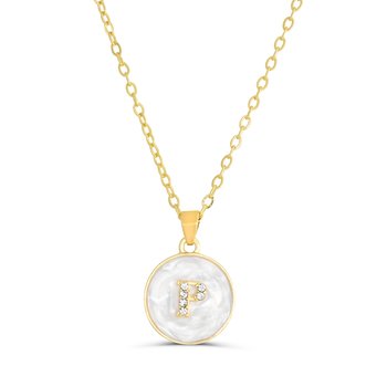 P Initial Pendant – Faux Mother of Pearl & Crystal Accents Z124-LN5500P