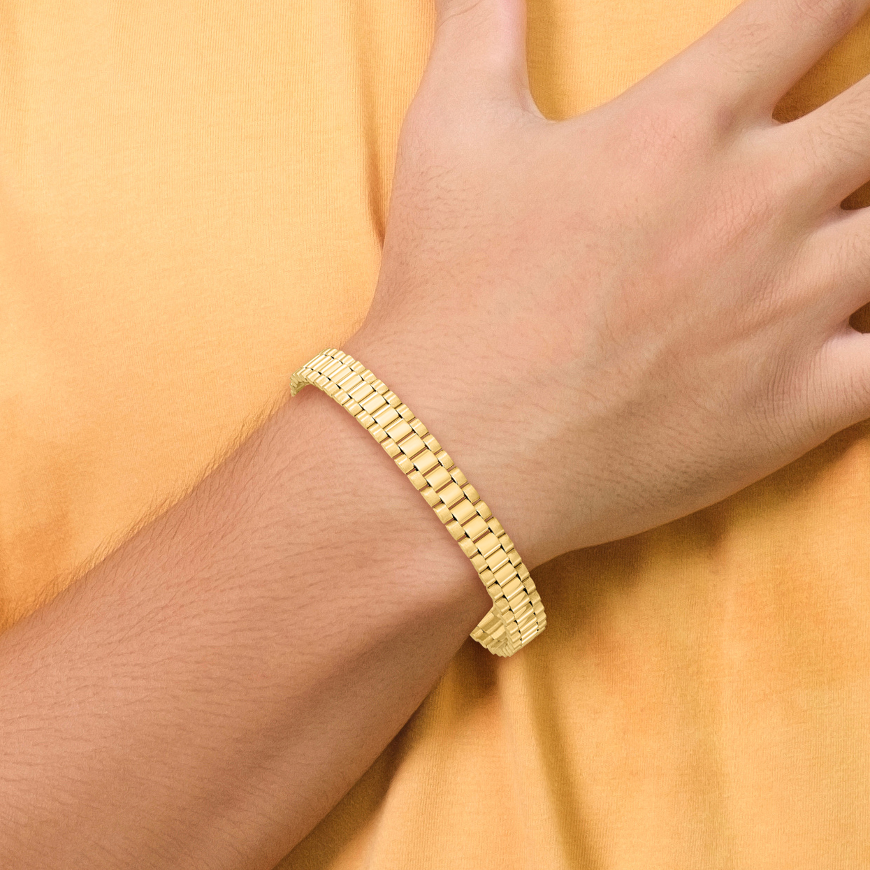 Quality Gold 14k Polished and Satin 8mm Mens Fancy Link 8 inch