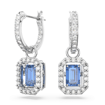 ピアス SWAROVSKI Matrix hoop earrings 5612673 Matrix hoop earrings, Octagon cut, White, Rhodium plated