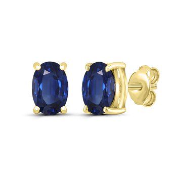 14K Yellow Gold Blue Sapphire Birthstone Earrings E12645SBY4