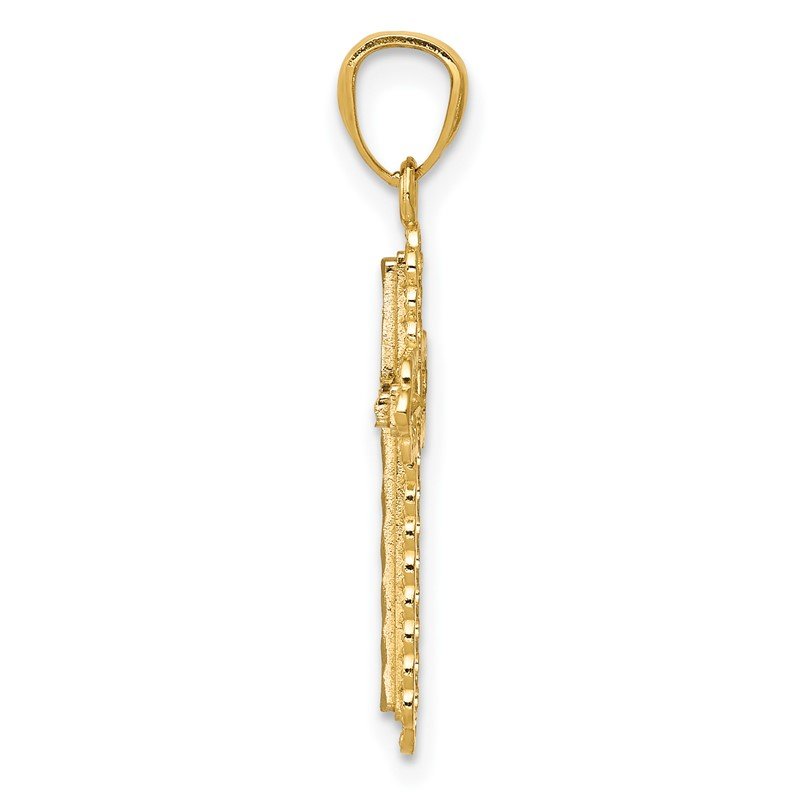 Quality Gold 14K w/Rhodium Diamond Cut Cross Pendant XR1230 Quality Gold 14K w/Rhodium Diamond Cut Cross Pendant XR1230