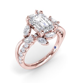 Vine-Inspired Emerald Cut Engagement Ring S4410
