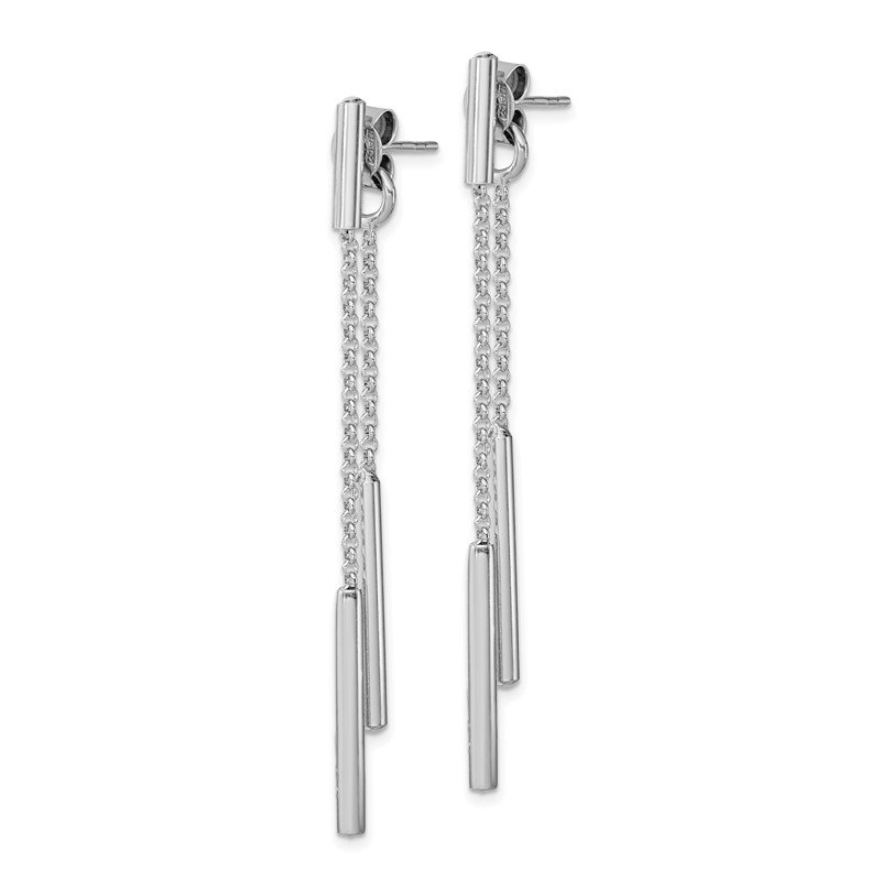 Front Back Chain Bar Drop Earrings Rhodium on Sterling Silver