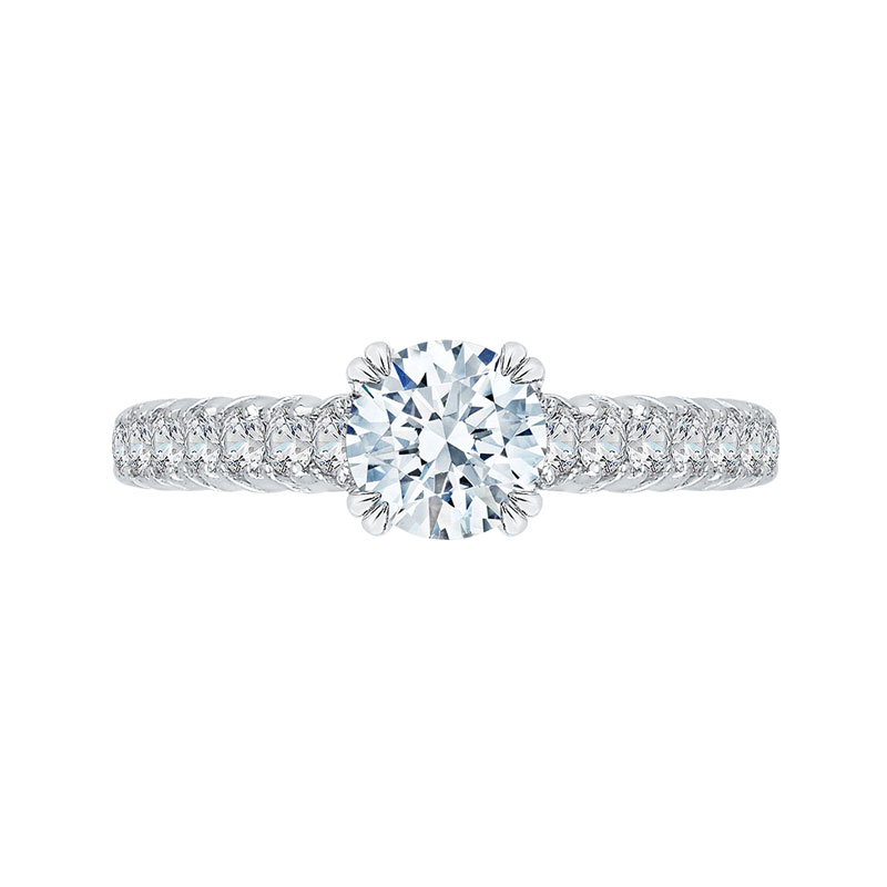 Carizza 14K White Gold Euro Shank Round Diamond Cathedral Style