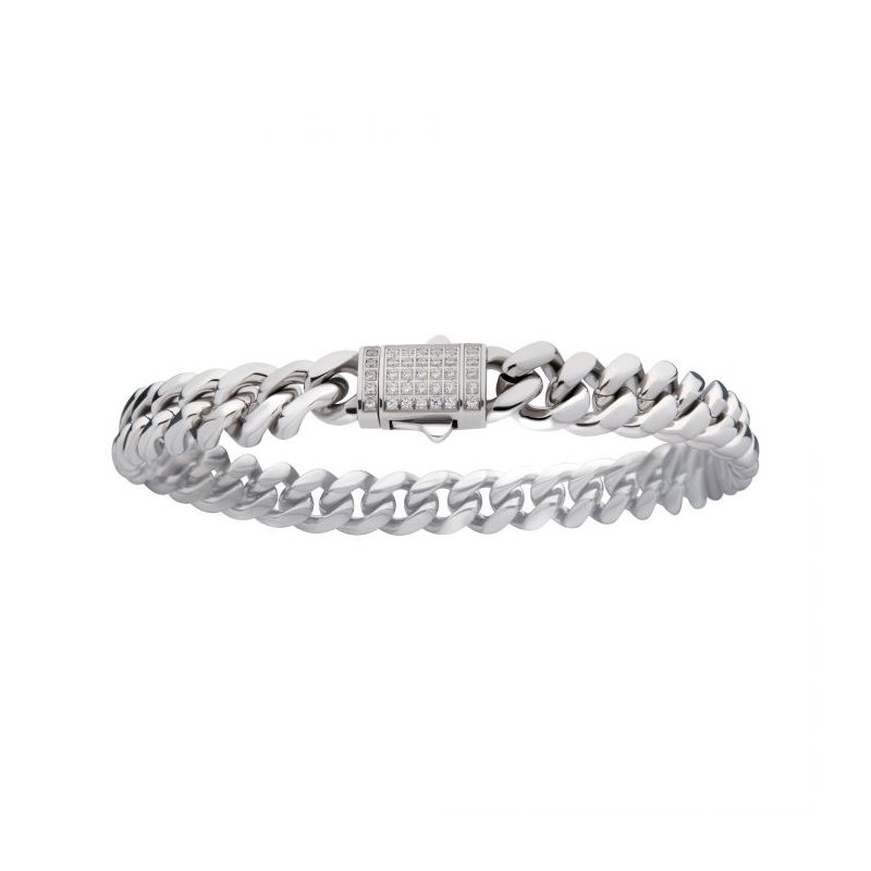 【初回限定お試し価格】 Jewelry INOX 8mm CNC with Bracelet Chain Cuban Miami Steel アウター