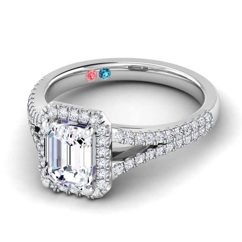 Smiling Rocks Bridal Smiling Rocks Lab Grown Diamond Halo Split Shank Ring SRR-01197WHT ...