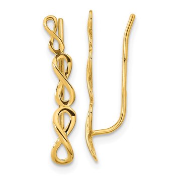 14k Yellow Gold Polished Infinity Ear Climber Earrings 14k Yellow Gold Polished Infinity Ear Climber Earrings