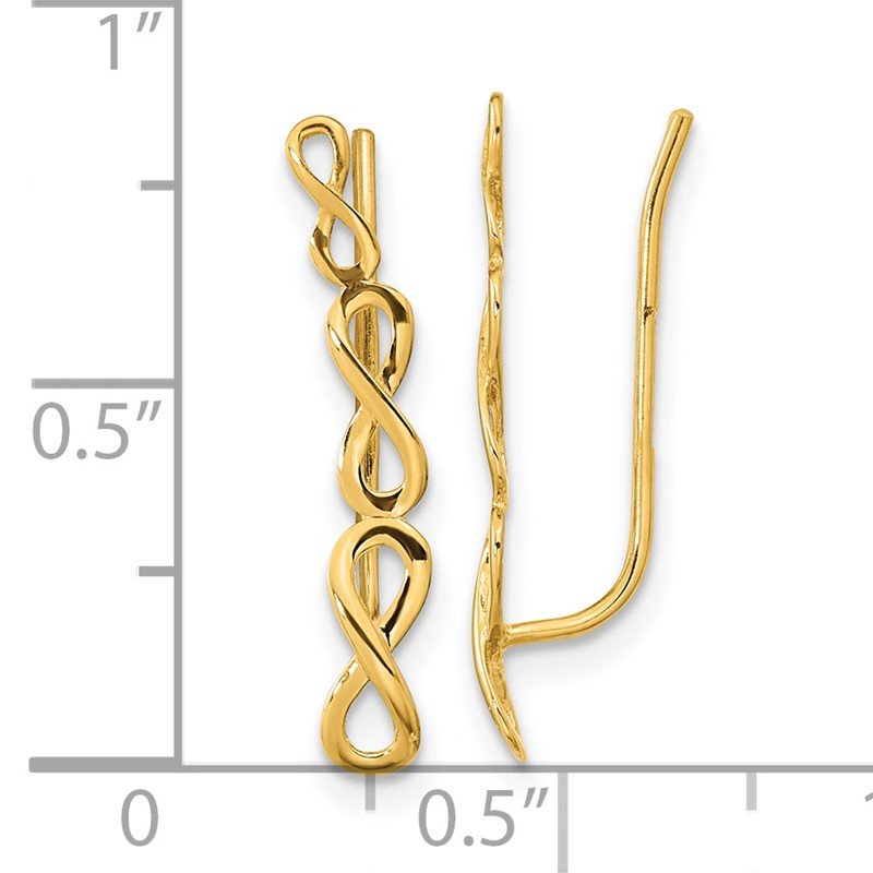 14k Yellow Gold Polished Infinity Ear Climber Earrings 14k Yellow Gold Polished Infinity Ear Climber Earrings