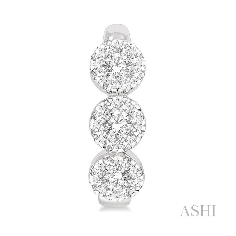 ASHI Round Shape 3 Stone Lovebright Diamond Half Hoop