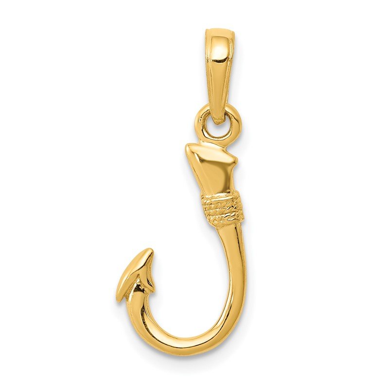 14K Yellow Gold 3D Fish Hook Pendant 14K Yellow Gold 3D Fish Hook Pendant