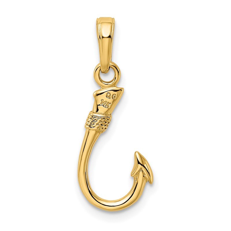 14K Yellow Gold 3D Fish Hook Pendant 14K Yellow Gold 3D Fish Hook Pendant
