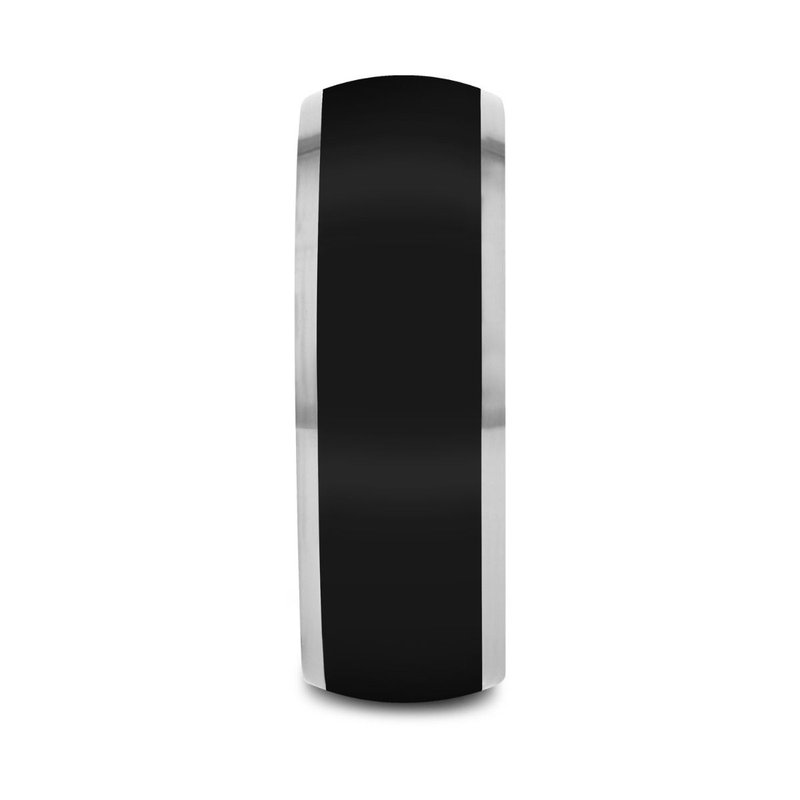 Thorsten MASERATI Black Tungsten Ring with Polished Domed Beveled Edges - 4mm to 10mm
