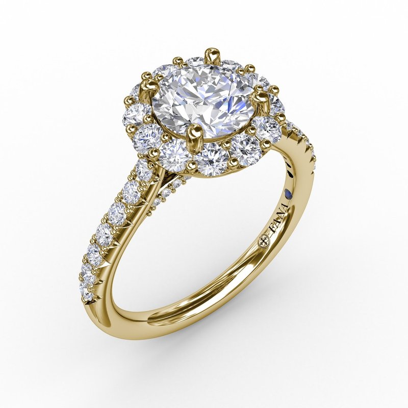 Classic Round Halo Engagement Ring S3123 - Fana